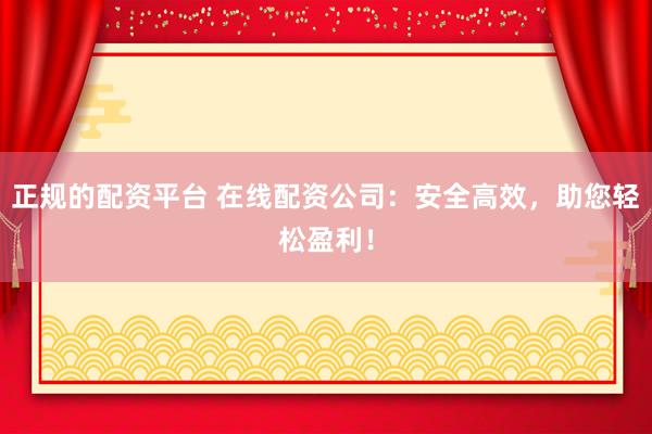 正规的配资平台 在线配资公司：安全高效，助您轻松盈利！