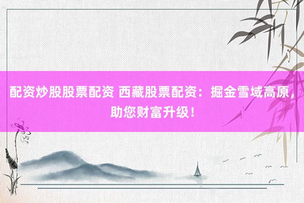 配资炒股股票配资 西藏股票配资：掘金雪域高原，助您财富升级！