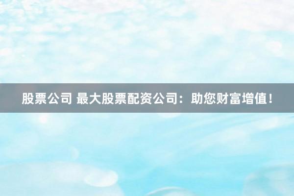 股票公司 最大股票配资公司：助您财富增值！