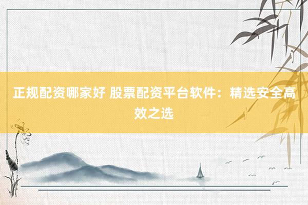 正规配资哪家好 股票配资平台软件：精选安全高效之选