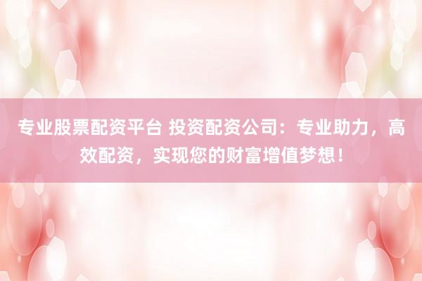 专业股票配资平台 投资配资公司：专业助力，高效配资，实现您的财富增值梦想！